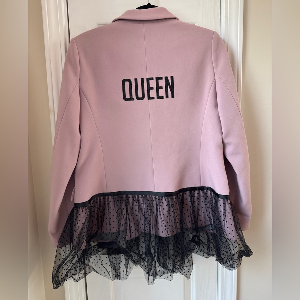 SEVEN LAB Pink "QUEEN" Blazer w/ Black Tulle Peplum Size Large